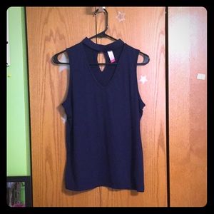 Plunge tank top with neck strap